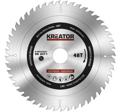 Kreator KRT020421 körfűrészlap 210 mm 48 fog fa